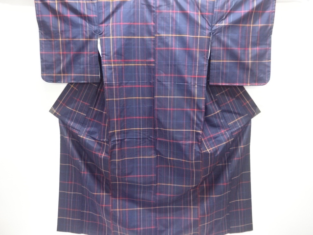 JAPANESE KIMONO / OSHIMA TSUMUGI / WOVEN GRID 